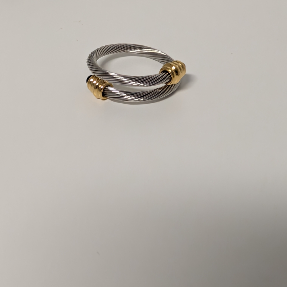 Two-Tone Cable Twist Ring in Silver and Gold